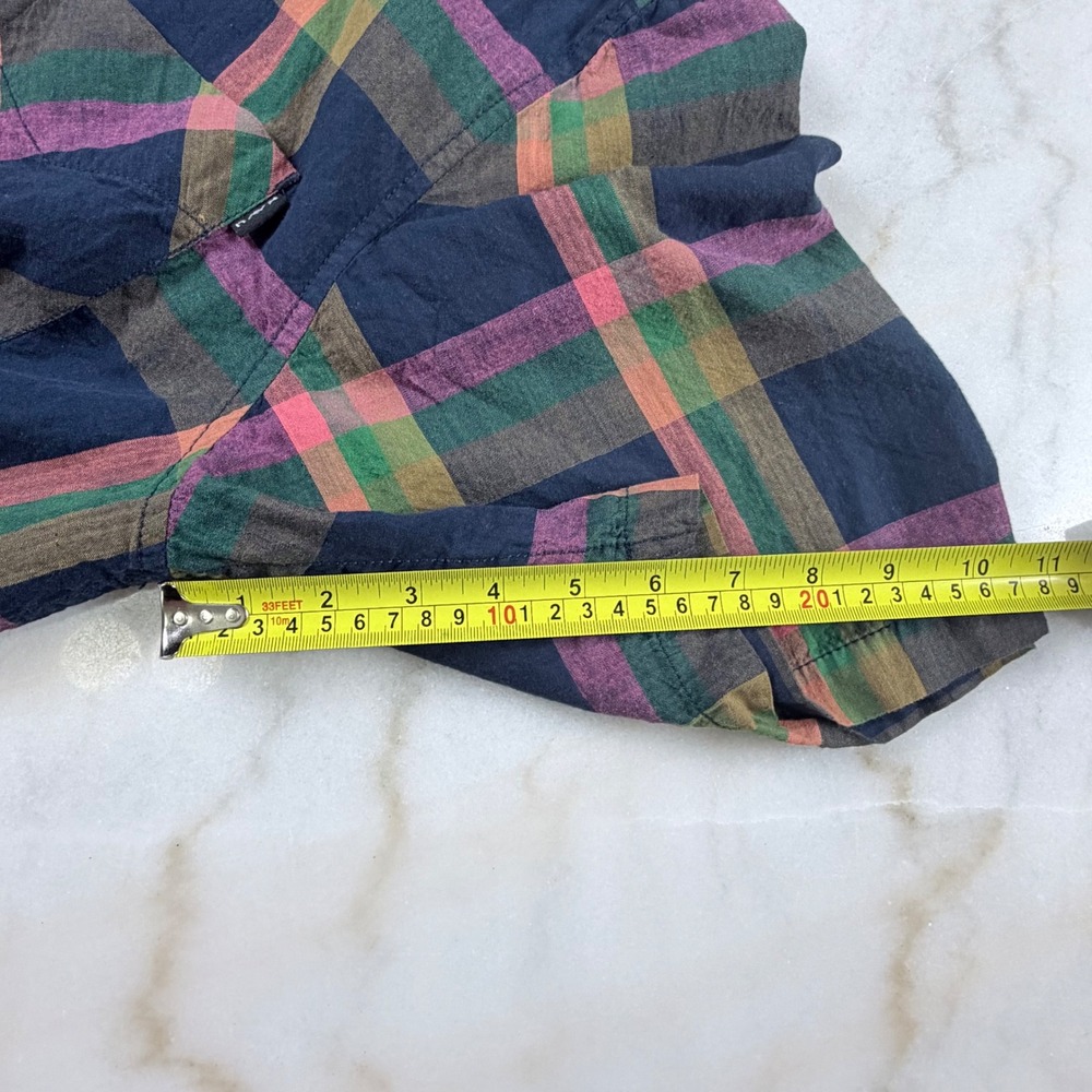 Kavu Mens XL Short Sleeve Button Down Shirt Blue Casual Plaid Pocket 100% Cotton - Picture 7 of 8